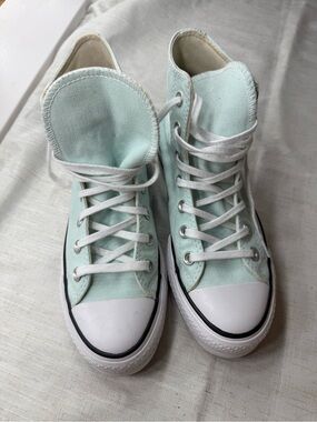 Converse High-Top Sneakers in Mint with White Trim